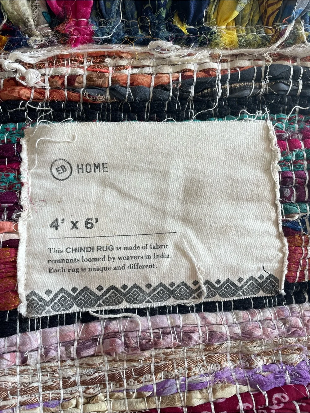 CHINDI rug. 4’x6’ made in India